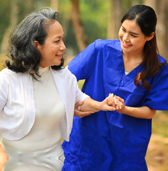 nurse holding elder