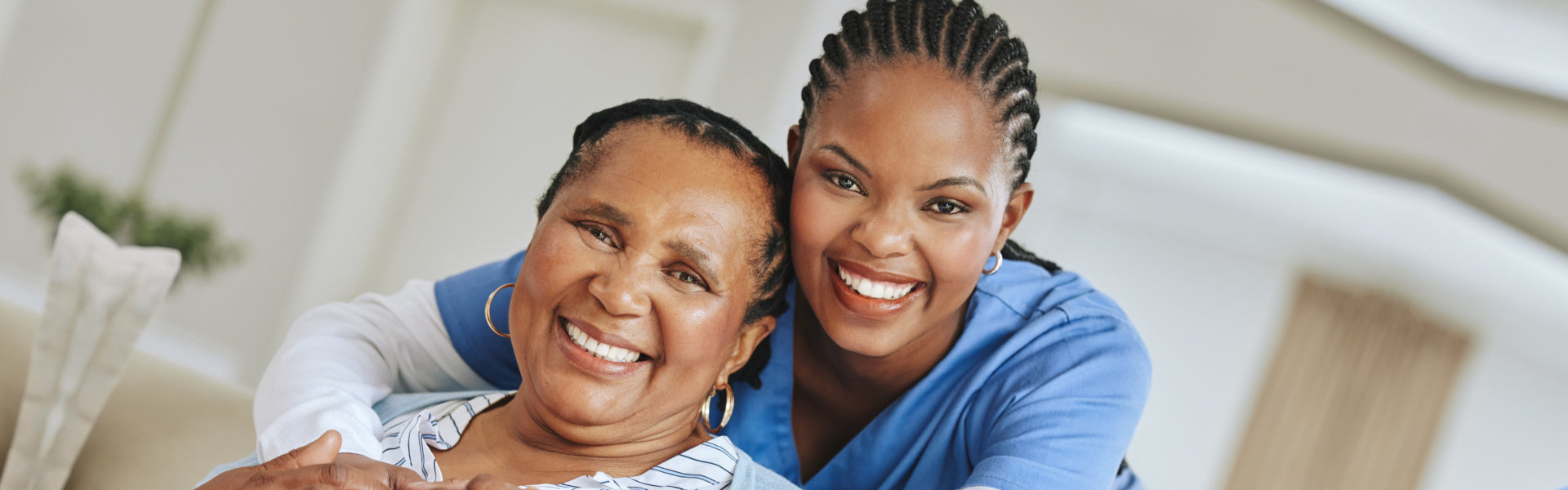 nurse and patient smiling